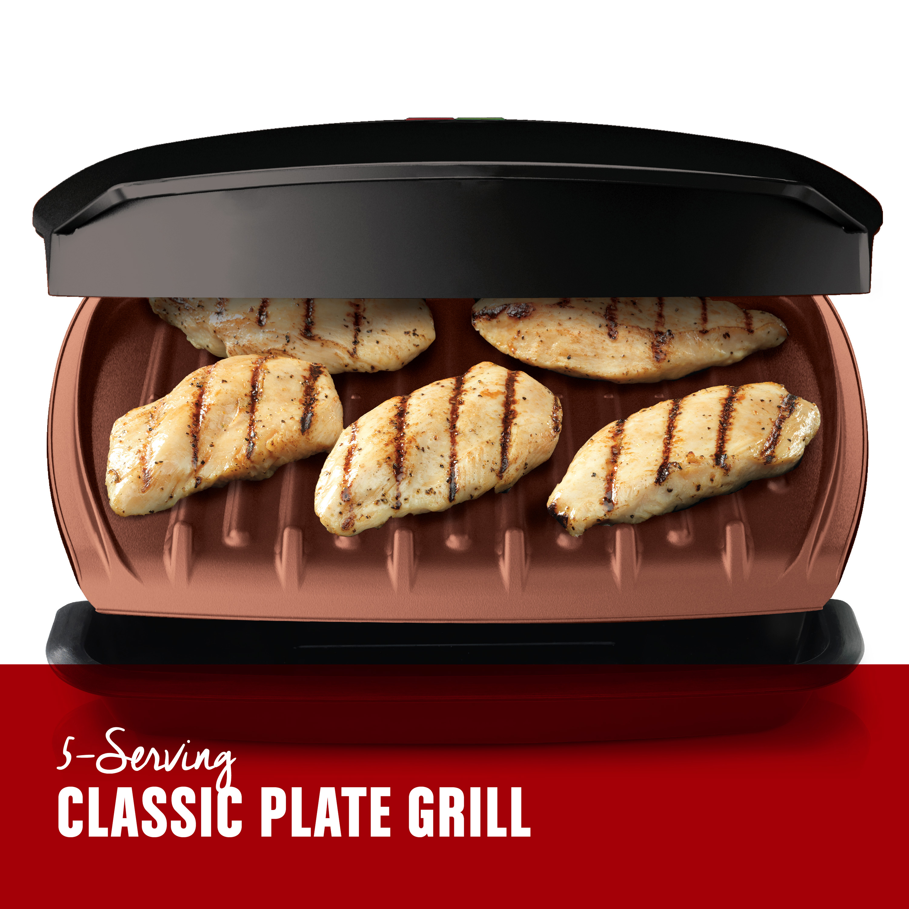 5 Serving Copper Color Classic Plate Electric Indoor Grill and
